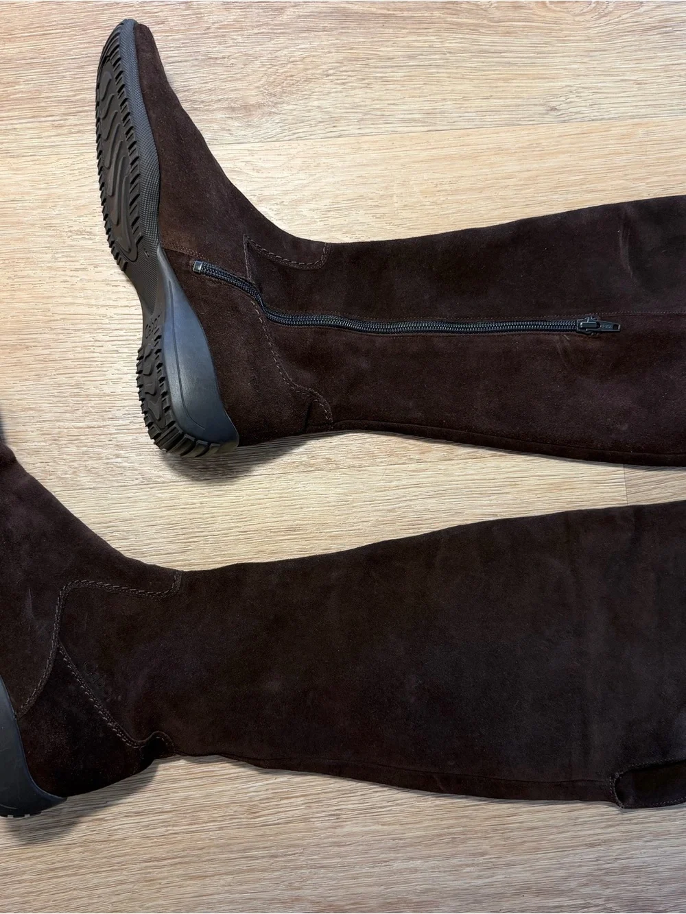 Gabor Women’s Brown Suede Knee-High Boots Riding side Zip size 6 western soft